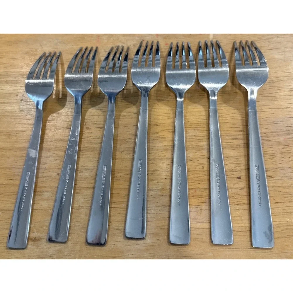 Cambridge Axis Sand Frosted Set Of 7 Salad Forks Fork Stainless Silverware
